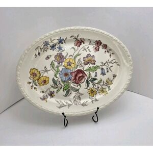 VTG Vernon Kilns May Flower Hand Painted Chintz 13.5" Oval Serving Platter USA